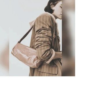 NWOT Free people Aurora Shoulder Bag in Brown Shiny Leather